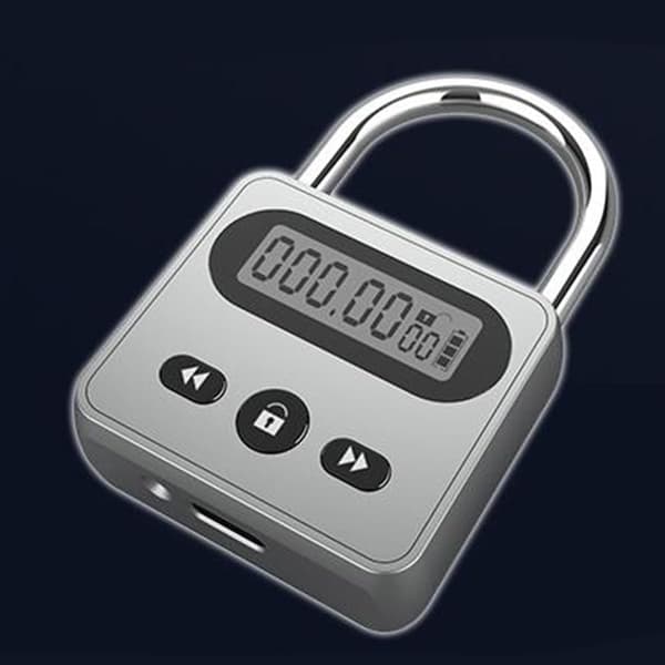 Time Lock, Multifunctional Metal Padlock, Electronic Lock with Timer, Built-in Alarm and Smart Chip, for People Lacking Self-Control