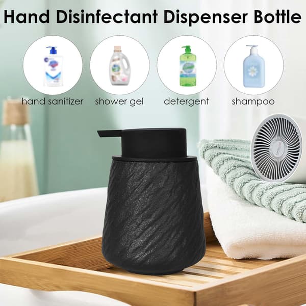400 ml keramisk flydende sæbedispenser med sort trykknap-skumpumpe, tekstureret overflade, genanvendelig