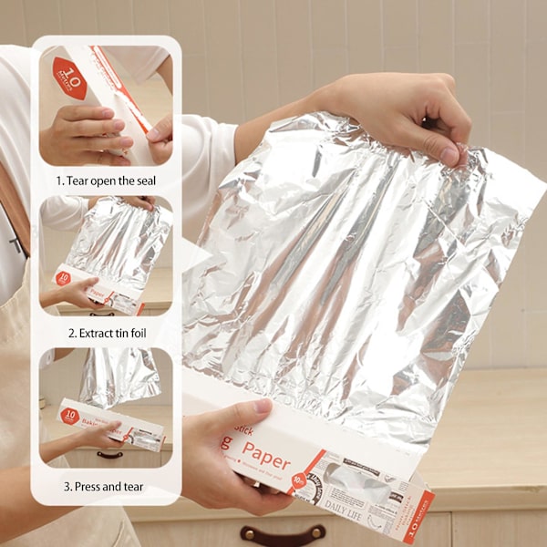 Tjocka Aluminiumfolie Rullar, Bakpapper, Kockklass Non-stick Fryer SpecialSilver
