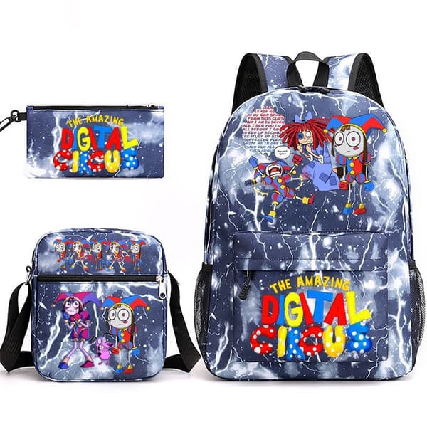 The Amazing Digital Circus Backpack Set, School Bag with Lunch Bag & Pencil Case, Student Backpack Collection**19 19 19