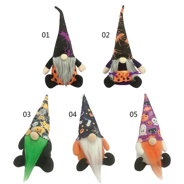 Halloween-nisse Håndlaget Dverg Plussjdukke Edderkopp Spøkelse Skandinavisk Tomte Ornament Lilla edderkopphatt