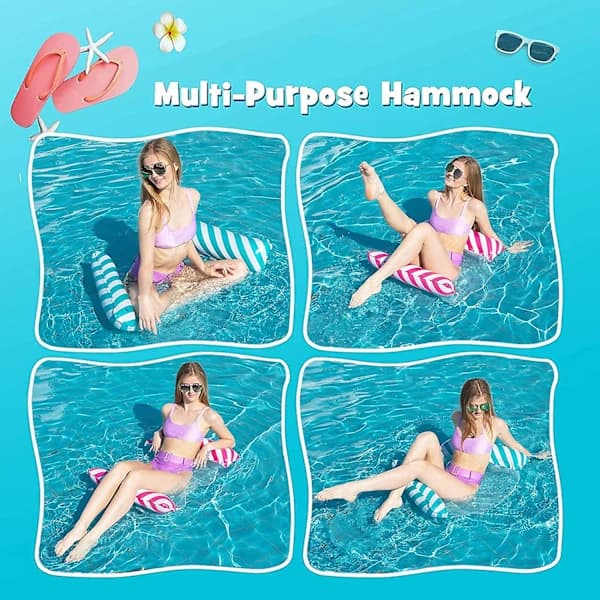 Floating Hammock, 4-in-1 Inflatable Hammock Pool Inflatable Water Hammock, Foldable Floating Hammock Ultralight
