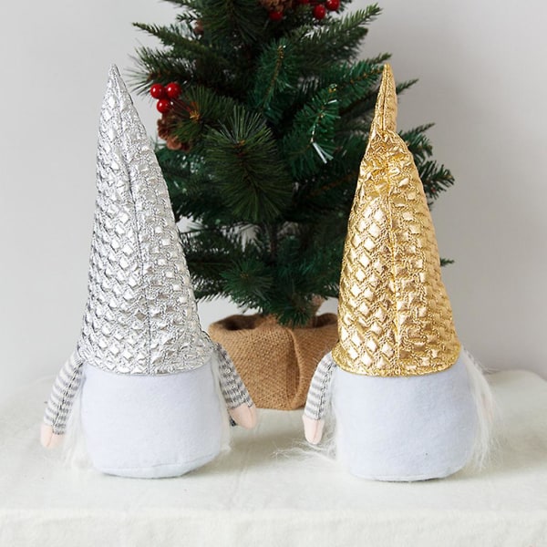 Håndlaget Svensk Tomte Dukke Ornament Skjegg Lang Hatt Jul ElSilver