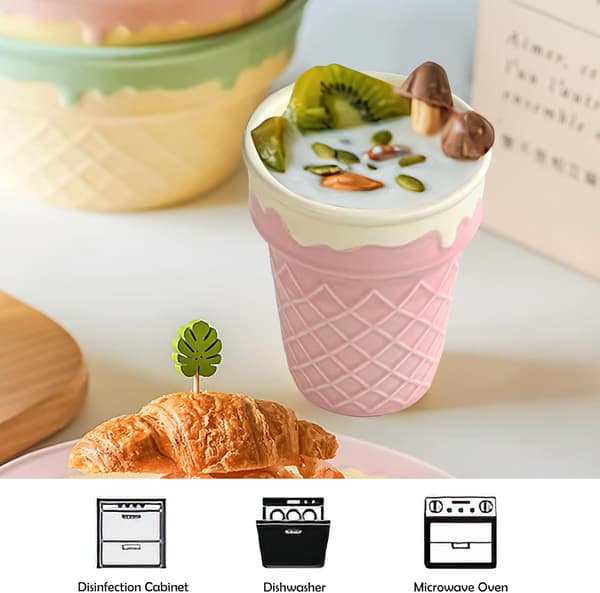 Reusable Ceramic Waffle Bowl - Ice Cream, Desserts, Home Bar Cafe Use