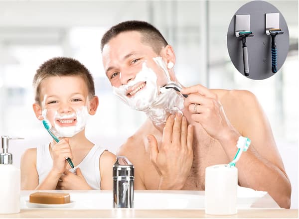 Shower Razor Holder - Hook Holder (4-pack) Self-adhesive Stainless Steel