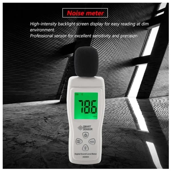 Decibel Meter with Backlit LCD Display, 30-130dBA Measuring Range, Data Hold Function for Home and Factory