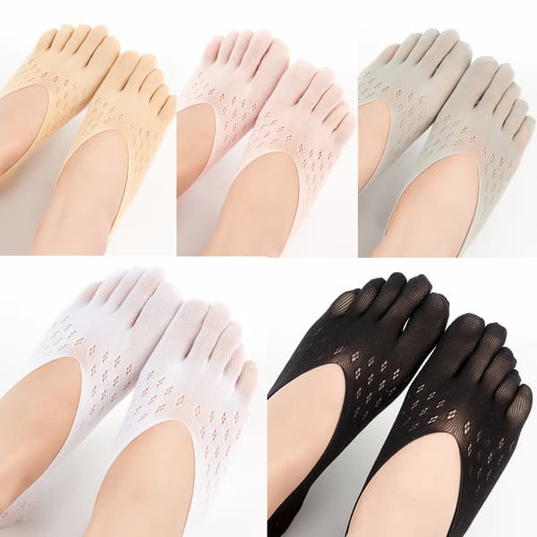Invisible Toe Socks for Women - Summer Breathable Low Cut Five Finger Socks*Crossover/Grey* Crossover/Grey