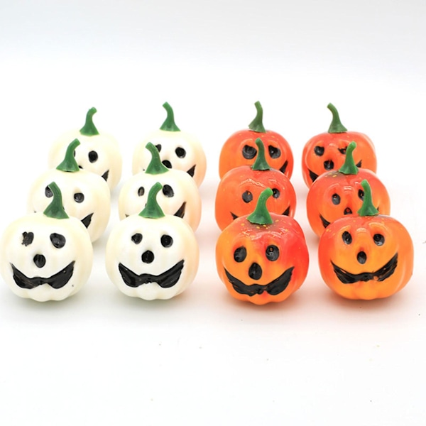 6/12 Styk Mini Halloween Kunstig Skum Grøntsagspumpekin Simulation DIY Håndværk Hjem Fødselsdagsfest Bryllup Dekoration Forbrugsvarer Gul 6 Hvid 6