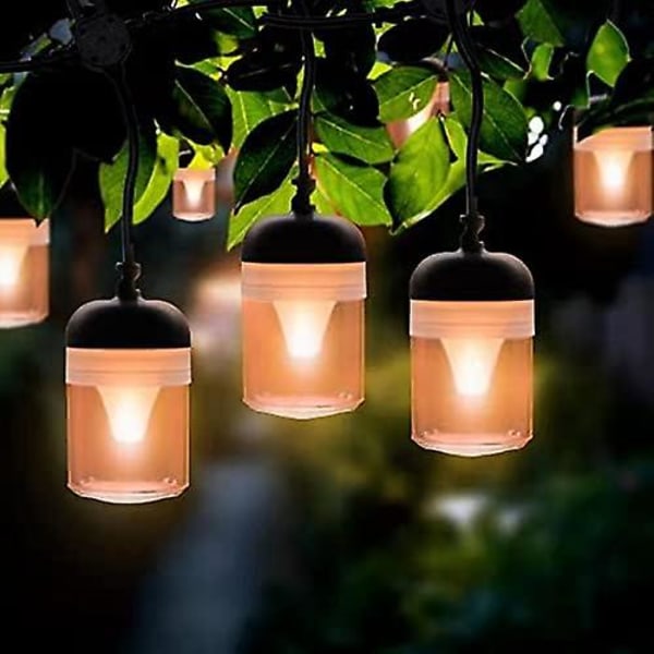 52ft utomhus ljusslinga med 16 led-lampor, vattentät uteplatsbelysning med 8 belysningslägen, hängande utomhuslampor för trädgård/bakgård/balkong/fest