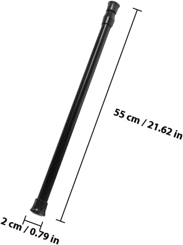 2 Pcs Extendable Curtain Rod Tension Rod Adjustable Length Iron Japanese Minimalist Style Black