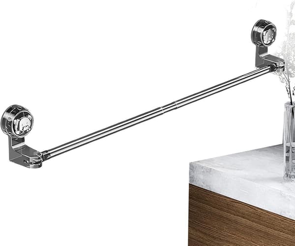 Extendable Corner Towel Holder 30-60cm - Rotating Suction Cup Wall Mount, No Drilling for Bathroom Kitchen Shower
