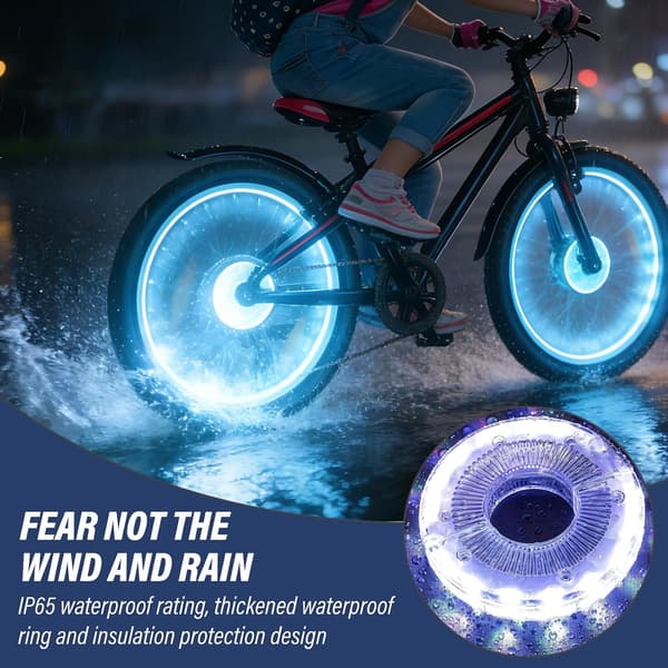 2 stk LED-eiker til sykkel, LED-navlys, LED-navlys til barnescooter, LED-hjulbelysning til sykkel