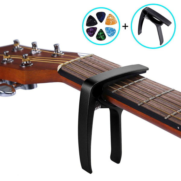 Gitarrkapo i legering Folk Elektrisk Akustisk Gitarr Transponera Ukulele Lili CapoSvart
