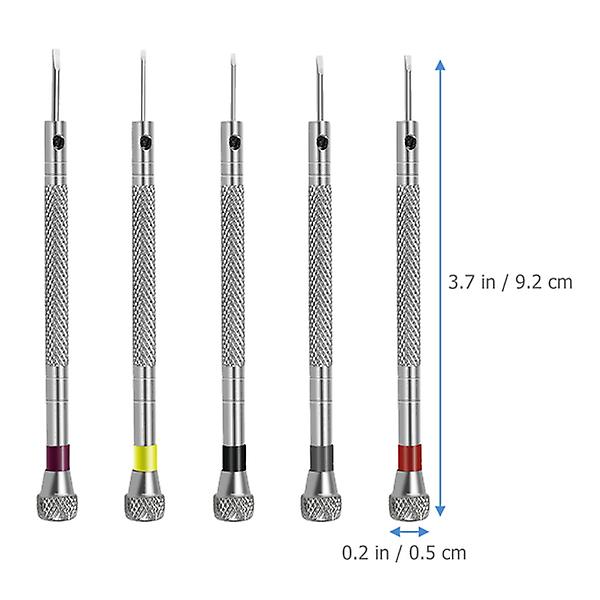 5 stk Præcise Skruetrækkere Ur Reparationsværktøjer Smykke Skruetrækkere Værktøjer Til UrmagerSølv9.28X0.48CM Silver 9.28X0.48CM