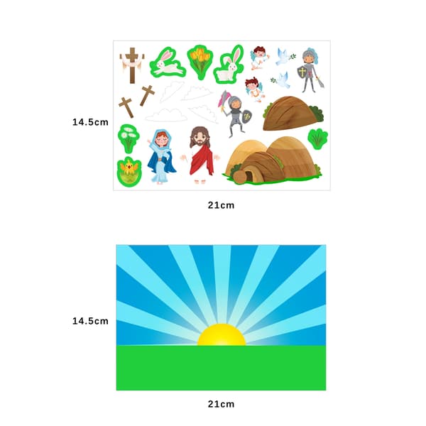 Easter Decorative Stickers Craft Gift Pack Easter Scene Stickers (1 wrap sheet + 12 stickers + 12 background sheets)