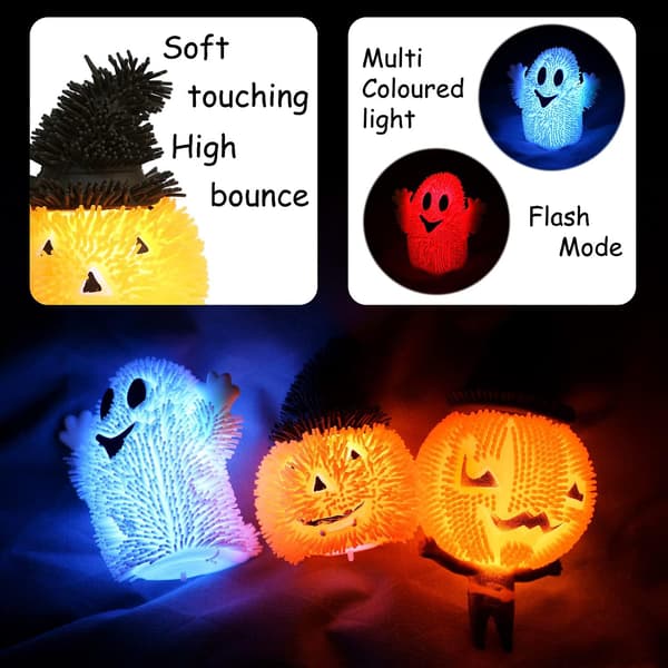 Bløde LED-klemmebolde, søde græskar-spøgelser bløde stressaflastende klemmelegetøj gaver til børn festpose trick or treat