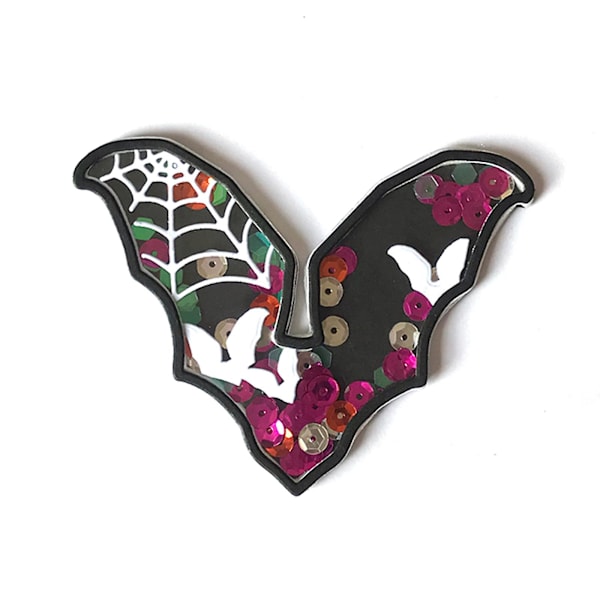 Halloween Bat Spider Web Metallstans för Grattiskort
