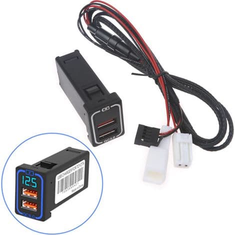 Dobbelt USB QC3.0 hurtig biloplader med LED-display til mobiltelefoner