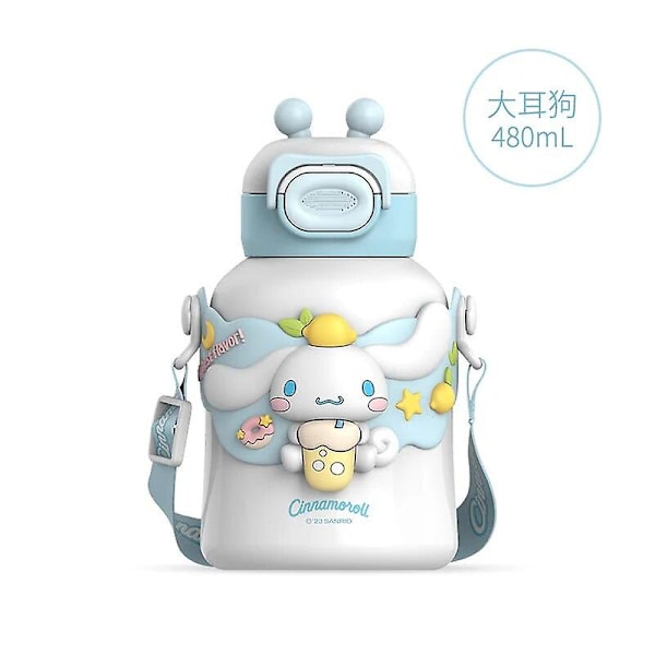 Sanrio Kuromi Tyhjiökuppi Tytöt Kawaii Anime Cinnamoroll My Melody Olki Kuppi Talvi Lämmin Suuri Kapasiteetti Vedenpullo Lahja Lapsille Cinnamoroll Cinnamoroll 480ml