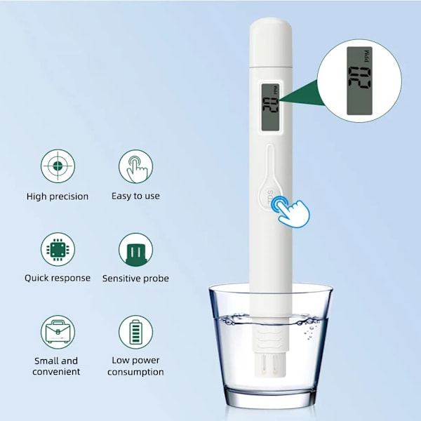 Mät Digital Vatten Testare för Drickvatten, Noggrann och Pålitlig, Vattenkvalitetstestare, Vatten Testare, 0-9999ppm, Ideal Vattenhårdhet Testare