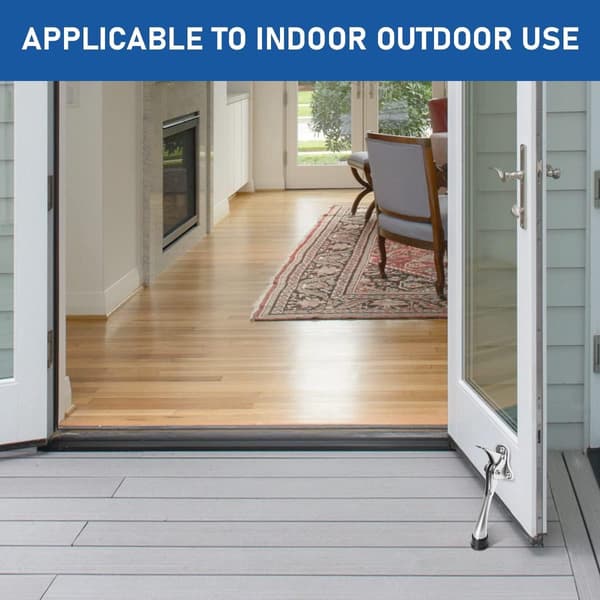 Kickdown Door Stopper - Heavy Duty, Non-Slip Rubber, Foldable - Silver - 180mm