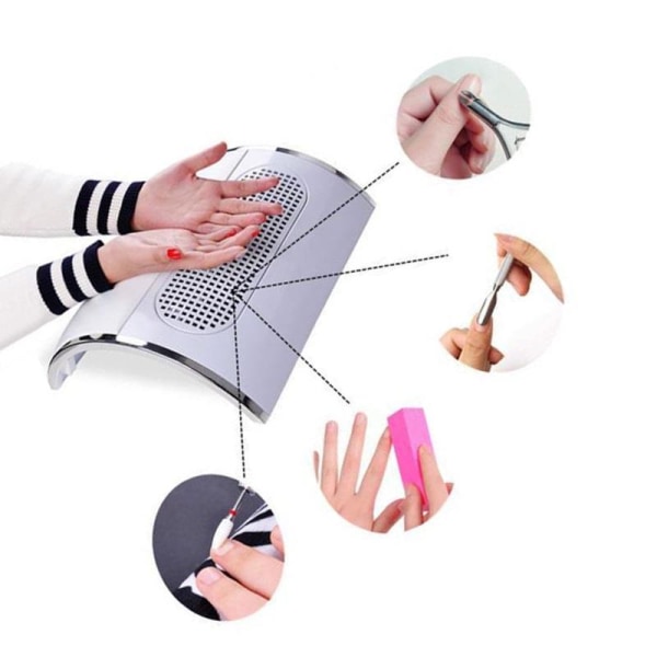 Nails Vakuum Nail Collector Dust Machine, 40W Nail Dust Collector Fan Nail Cleaner for manikyr Akryl Gel negler - Nail