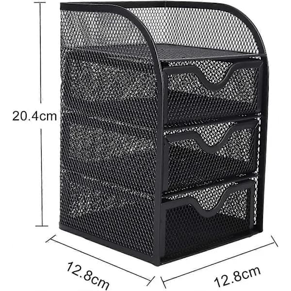 HA~Mesh 3-Tier Small Drawer Storage Desk Organizer Office Supplies Holder