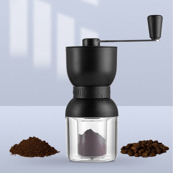 Manuell kaffekvern med keramiske grader, håndkaffebønnekvern med 2 beholdere Justerbar grovhet for hjemmet, av
