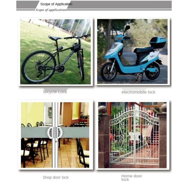 Smart sykkellås/sykkellås Bluetooth APP-kontrollert,sykkelalarmlås 110db,langflettet stålmotorsykkellås Anti-tyveri,sprutsikker sykkelalarmlås