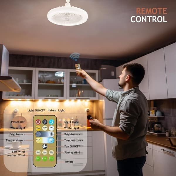 Versatile Ceiling Fan with Remote-Controlled Multi-Color LED Lamp and 3 Speeds