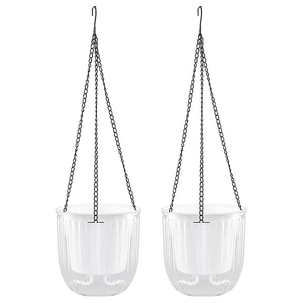 2 kpl Itsekasteltava Riippuva Kukkaruukku Sisätiloihin Riippuva Kukkaruukku Ulkotiloihin Riippuva Kasviruukku Kori Valkoinen16 White 16.5X15CM