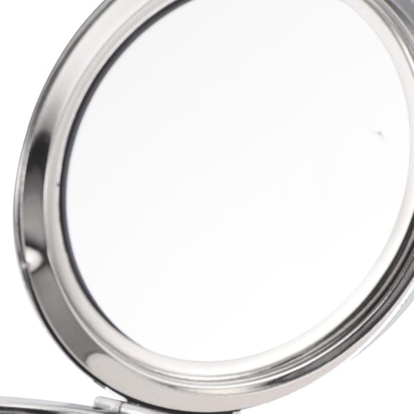 4 Pcs Portable Pocket Mirrors with Crystal Rhinestones, Double-Sided Round Compact Makeup Mirrors, Silver