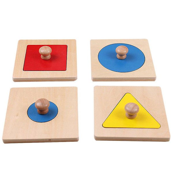 1 Set Geometrisk Form Pussel Leksak Trä Tidig Utbildning Leksaker Hjärn-utvecklad Leksak Färgrik 12x12cm
