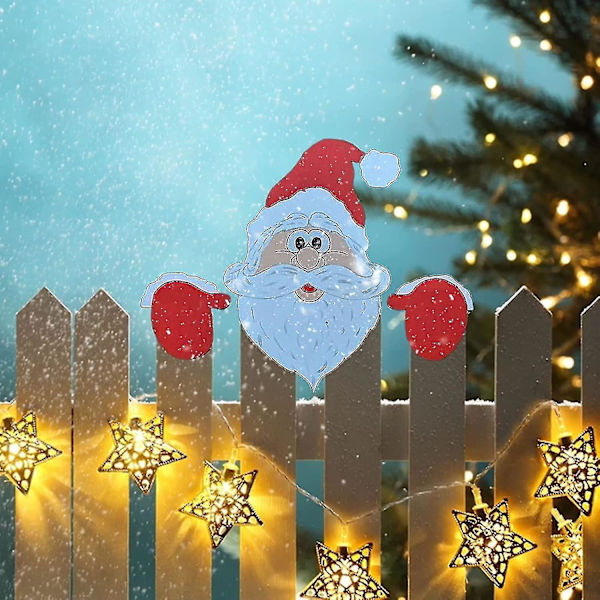 Tomte Staketdekoration Tomte Julstaket, Kreativ Utomhus Juldekoration, Återanvändbar Trästaketdekoration, Trädgårdsskylt För Semester