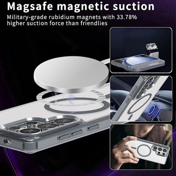 (Harmaa) Kuori Samsung Galaxy S25 Ultralle, yhteensopiva MagSafe TPU+PC Läpinäkyvä puhelinkuori Harmaa