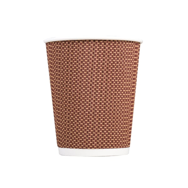 [50 counts] 8 oz kaffekopp för engångsbruk, isolerad korrugerad dubbel tapetkopp, brun geometri, varm chokladdryck