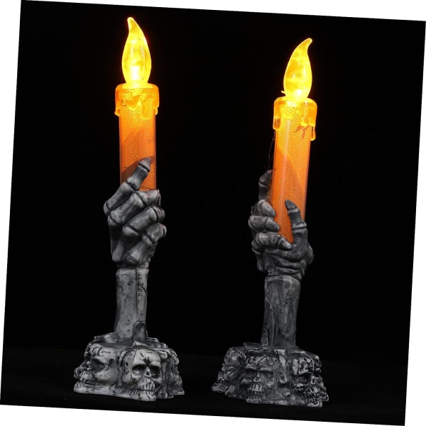 2 Halloween-lys Halloween elektroniske lys Halloween flameløse lys Halloween kranielys LED-lys Halloween