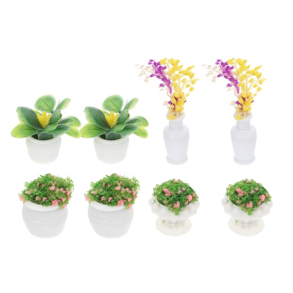 8 Pcs Desk Topper Mini House Accessory Mini Simulation Flower Mini Bonsai Mini Plants Bonsai Adornme