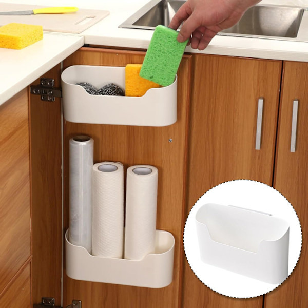 Self-adhesive wall-mounted storage boxes, storage box for kitchen cabinets, bathroom, refrigerator, small items