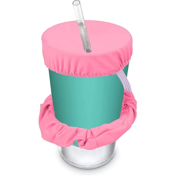 Återanvändbara Tvättade Dryckesöverdrag Anti-Spik Scrunchie Överdrag För De Flesta Dryckeskoppar & Glas Rosa