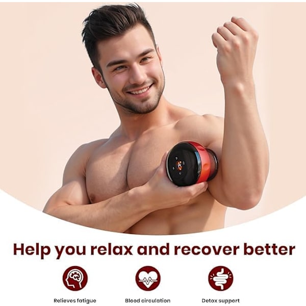 Smart Dynamisk Cupping Terapi Sæt med Rødt Lys, Cupping Kit til Massageterapi, Elektrisk Cupping Enhed (Rød)