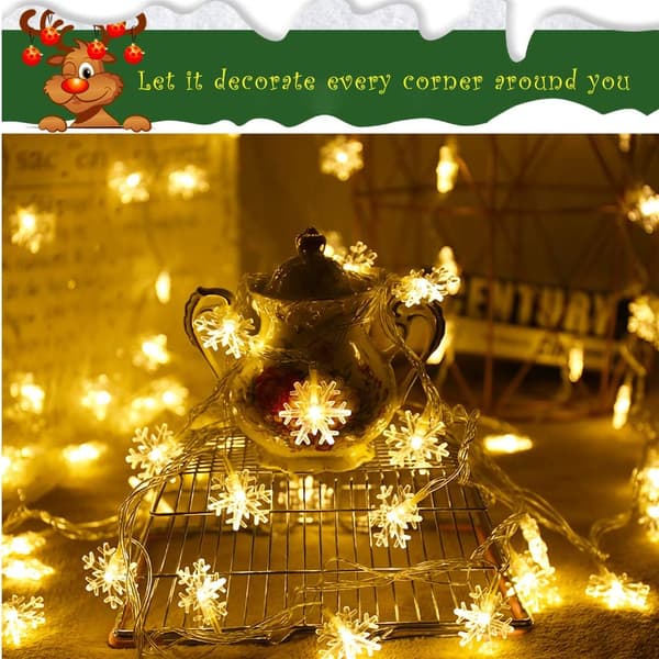 Snowflake String Lights, 6M 40 LED Battery Operated Fairy String Lights
