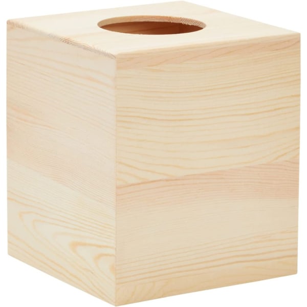 Unfinished Wood Tissue Box Cover for DIY Crafts, Square Wooden Holder with Slide Out Bottom for Home Decor