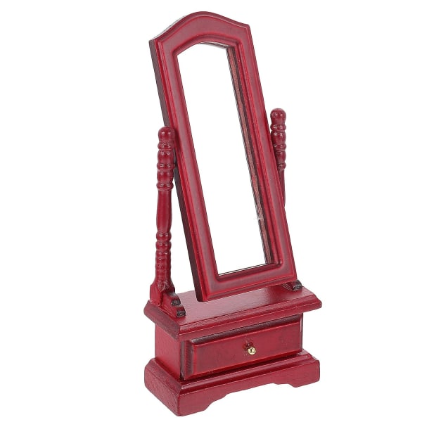 Miniatyr Sminke Speil Miniatyr Landskap Ornament Mini Sminke Speil Mini Dukke Møbler Rød13 Red 13.5X6X3CM