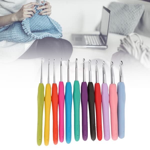 2.0-8.0mm Soft TPR Handle Crochet Hook Set, Common Knitting Needle Accessories with Case (35 Pcs)