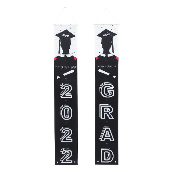 1 par Grattis Graduate Couplets Graduation Party Veranda skylt Banners 2022 Graduation CoupletsSvart180X3 Black 180X30CM