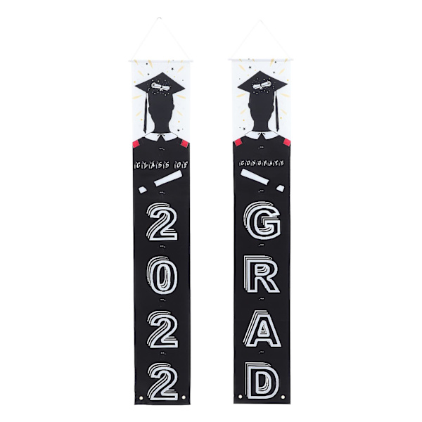 1 Par Gratulerer Grad Couplets Graduation Party Veranda Skilt Bannere 2022 Graduation CoupletsBlack180X3
