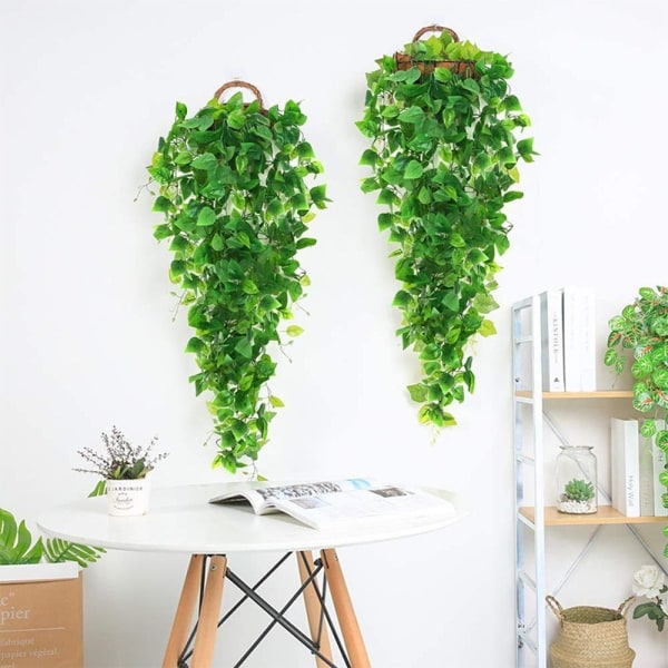 2 stk. Kunstige Hængende Planter, Faux Pothos Hver, Kunstig Ivy Vine til Soveværelse Vægge Veranda Have Hjem Dekoration (Ingen Kurv)