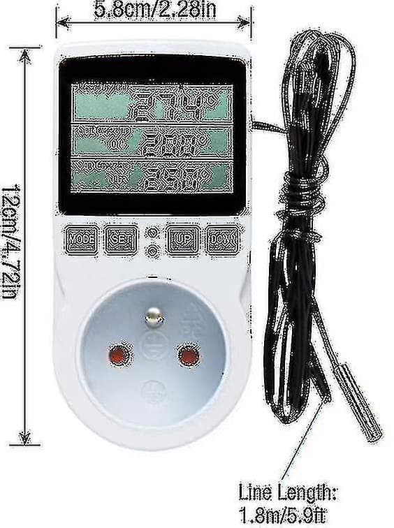Digital Thermostat Socket for Heating and Cooling Greenhouses and Agriculture, LCD Temperature Controller 230V - Terrarium Temperature Controller (Socket)