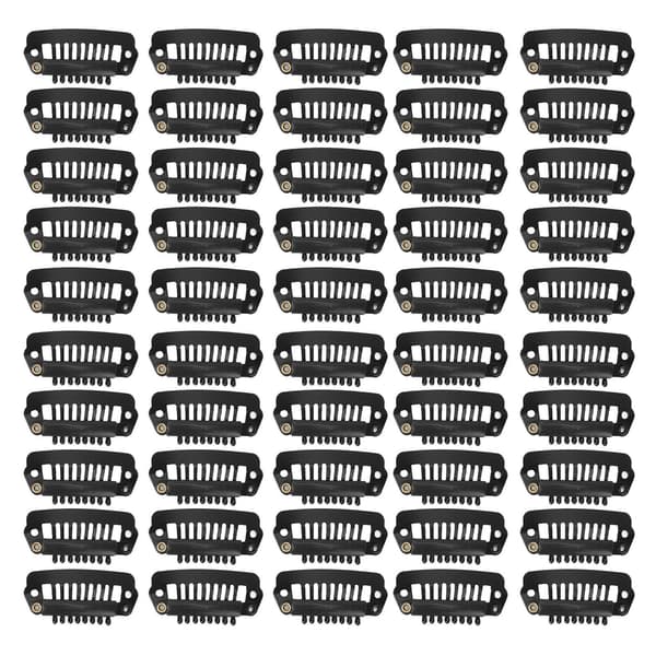 50 stk. Hårforlængerclips Rustfrit stål DIY 8 Tænder Snapkam Parykclips Tilbehør 2,8 cm Sort